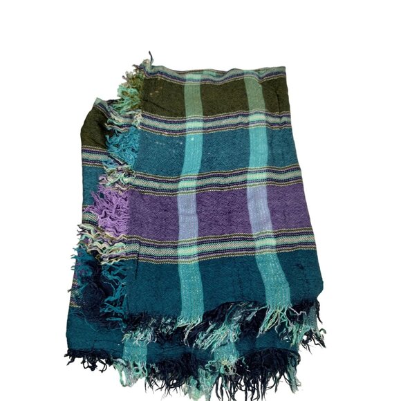 Womens Woven Boho Shimmer Striped Scarf With Fringe - Picture 2 of 3